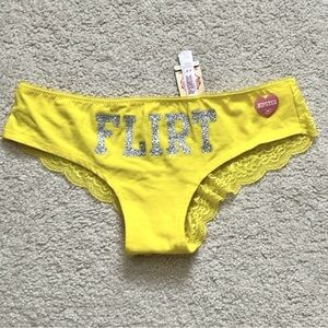 RARE NWT Victoria's Secret VS PINK Yellow FLIRT Low Rise Hipster Panties small S